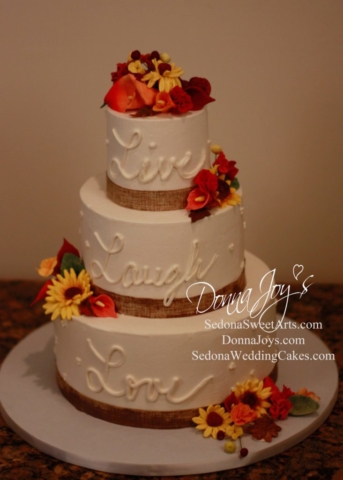 Live Laugh Love in Buttercream and Fall Sugar Flowers Sedona