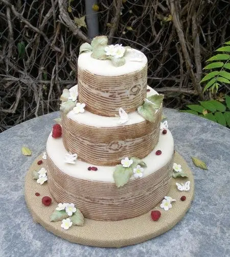 Fondant Chocolate impressed log Cake