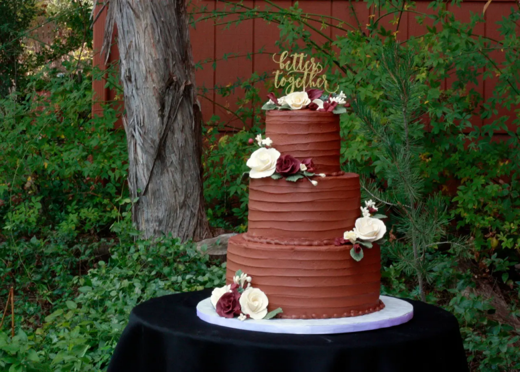 Chocolate Ribbed Tuscan Buttercream Wedding Cake