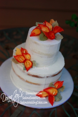 wedding cakes, naked, sedona, az, wedding cakes, painted sugar flowers