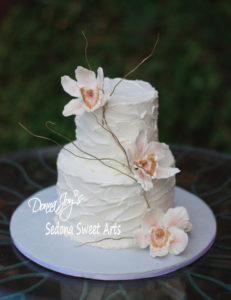 custom sculpted sugar orchids by Donna Joy Elopement Cake