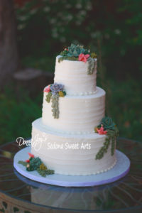 Ribbed Tuscan 3 tier with Buttercream succulents by Donna Joy ~ Sedona Sweet Arts