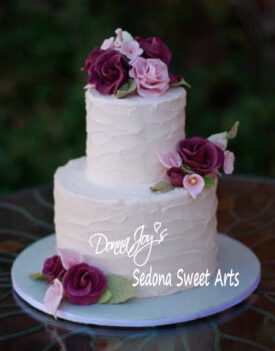 Tuscan waves Wedding cake with handcrafted sugar flowers by Donna Joy ~ Sedona Sweet Arts