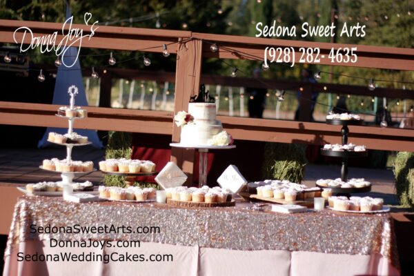 Dessert Table Cupcakes & 2 tier wedding cake