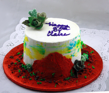 red rock succulents cactus scene birthday Cake