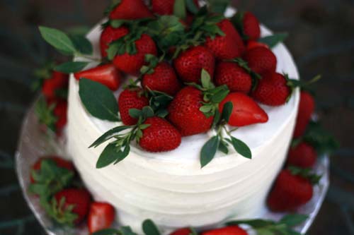 Fresh Baked Strawberry Birthday Cake