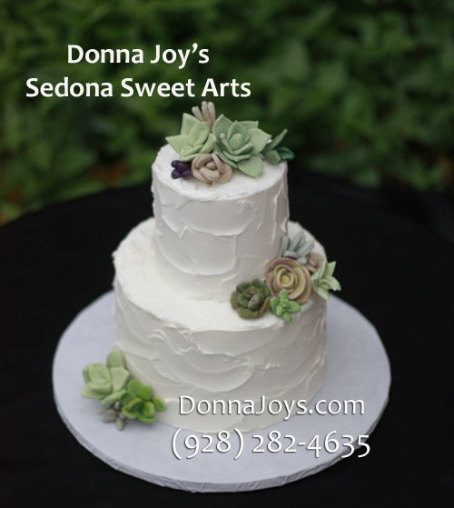 elopement wedding cake sugar succulents Donna Joy