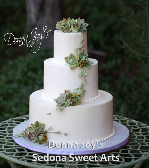 Buttercream Cake with Sugar succulents