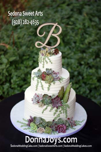 Assorted Sugar Succulents Sedona Wedding Cake