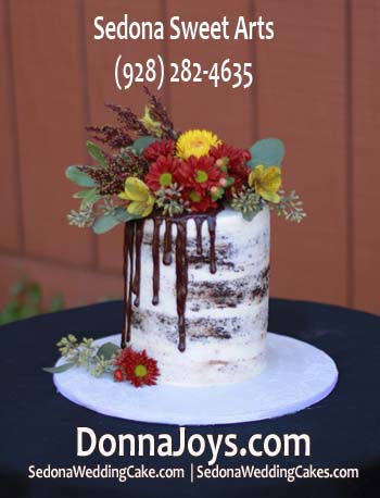 Elopement Cake for two semi naked chocolate drip cake Sedona cake Donna Joy