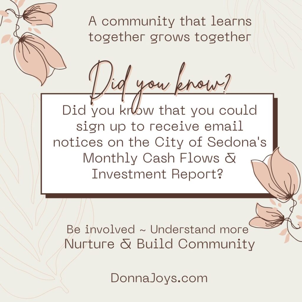 City of Sedona Monthly Cash Flows Reports