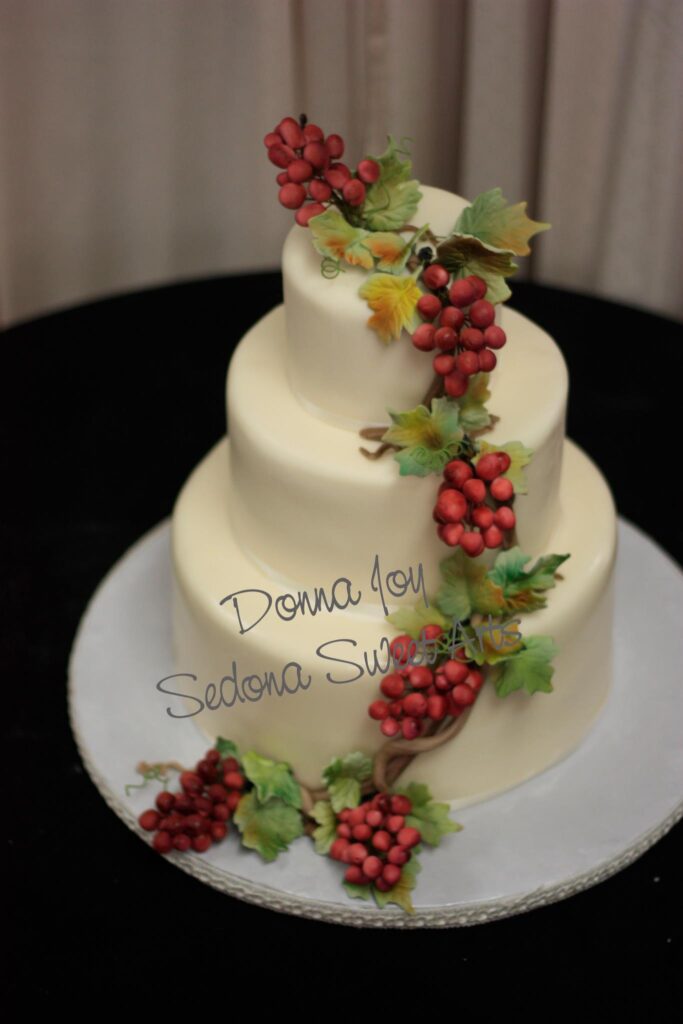 Winery, grapes on vine wedding cake