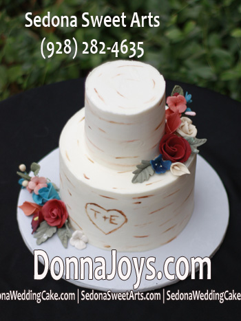 Donna Joy's Buttercream White Bark Elopement cake with hand-made  sugar flowers 