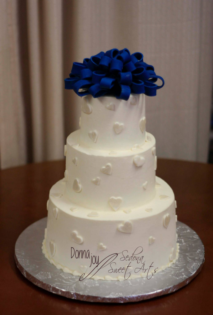 Custom Navy Sugar Bow Wedding Cake