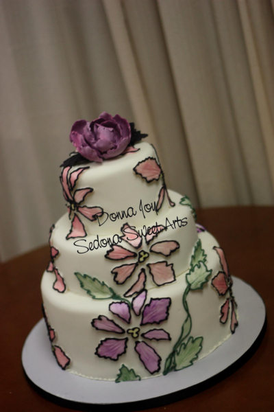 Flagstaff Wedding Cake Raised Texture Floral Pattern Fondant Cake