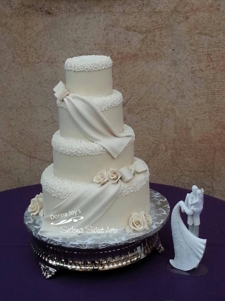 Elegant Fondant Wedding cake Lace, Bows & Swag