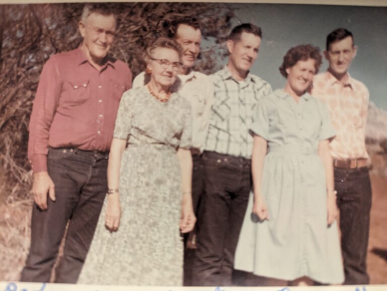 Grandparents, Kelly and Hazel Dickison, my dad Millard, uncle George, aunt Ruth Dickison Davidson and uncle Vic Dickison. Guessing from the middle 50’s to early 60’s.