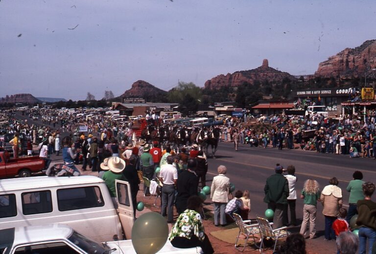 St. Patrick's Day Celebration in Sedona The Budweiser Clydesdales were an attraction for the 1980 St. Patrick's Day parade in West Sedona. The bar and restaurant (just a few doors down from today's Ace Hardware location) proudly advertised their Budweiser affiliation with a banner. The 'hitches' of Clydesdale horses still travel around the U.S. and other countries to promote